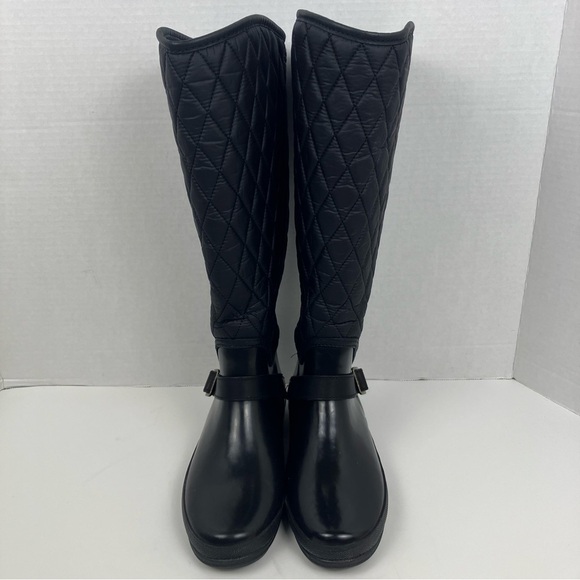 Sperry Top-Sider Hingham Black Tall Quilted Rubber Waterproof Rain Boots Sz 6 - Picture 5 of 16